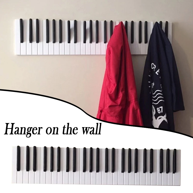 

Piano Wooden Coat Racks Piano Keys Wall Mounted Coat Hook Hanger Wall Decoration Hat Storage Rack Wood Shelf SAL99
