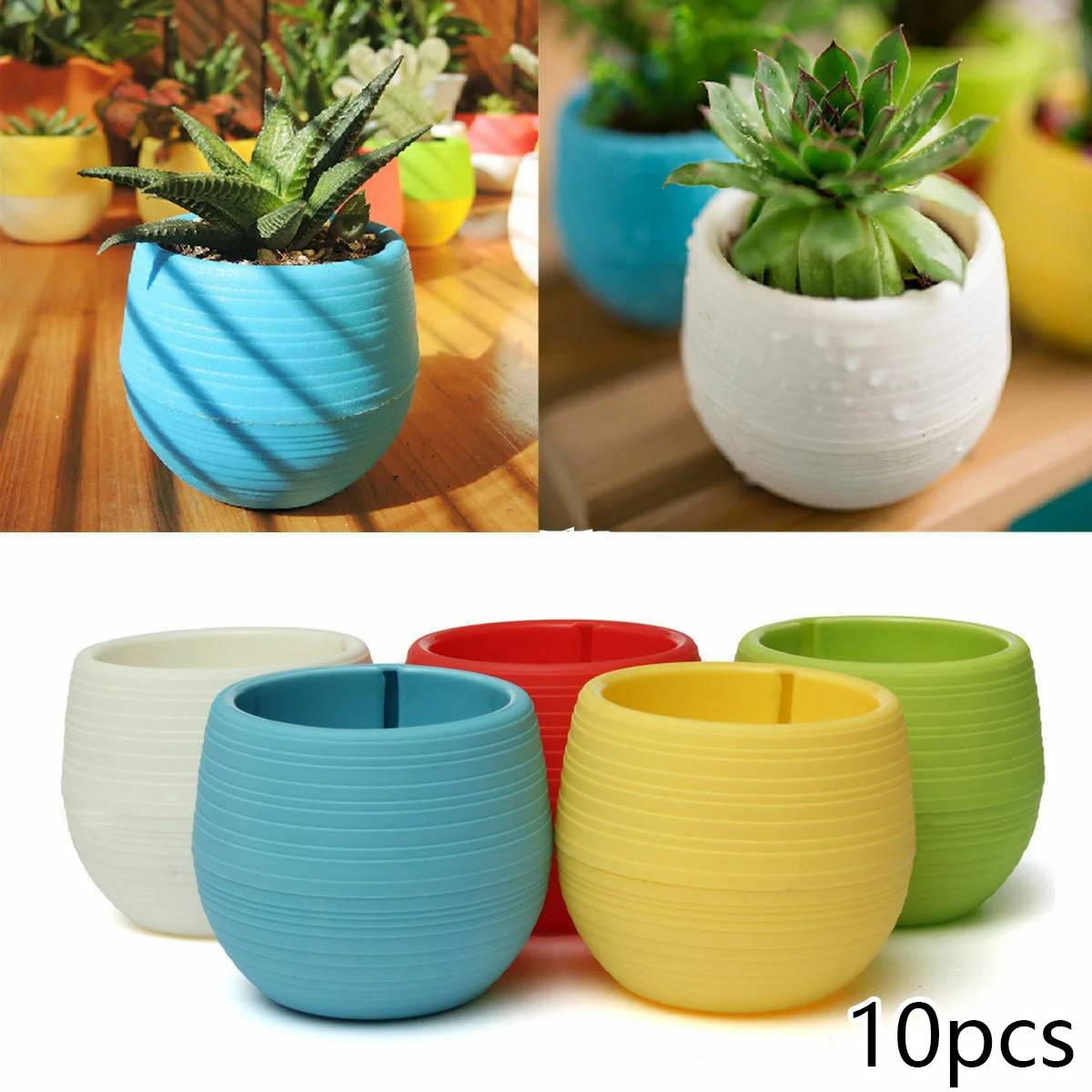 

Planter Flower Pots Supply Decoration Round Mini Plastic Succulent Plant