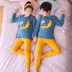 2021 г. Новые пижамы, Детская Ночная одежда 20 цветов, стильные пижамы для малышей осенне-зимняя одежда для сна для мальчиков и девочек комплект из 2 предметов с мультяшным принтом