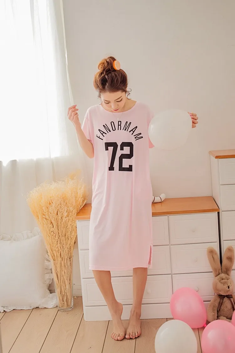 Новинка 2019 летняя Стильная хлопковая ночная рубашка мультяшная Ночная сорочка