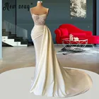Женское вечернее платье-Русалка со съемным шлейфом, длинное блестящее платье с жемчужинами, в африканском стиле, белоецвета слоновой кости, для выпускного вечера, 2021