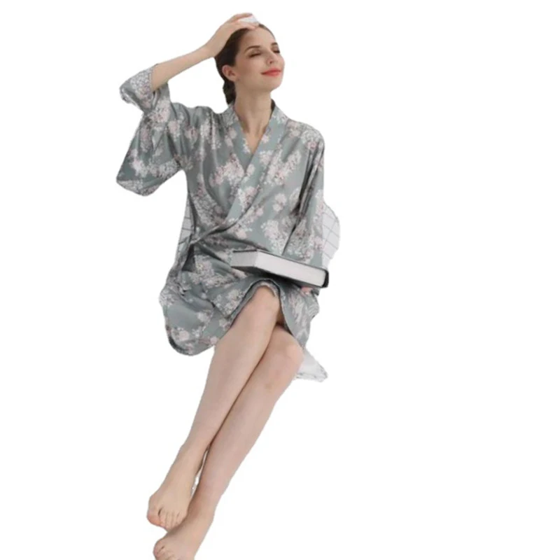 

UETEEYMALL 2021 New Robe Bathrobe Piece Pajamas Set Women Pajamas Dressing Gown Lace Summer Robe Sleepwear Ladies Nightgown
