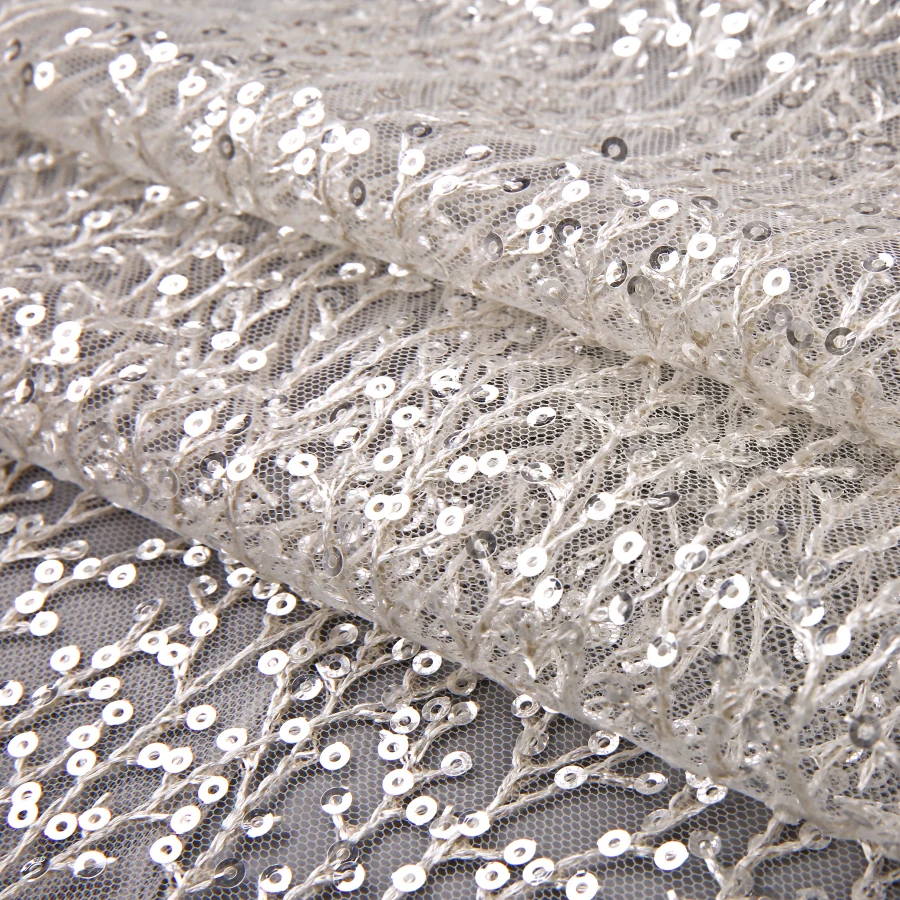 5 ярдов Новая ветка блесток сетка ткань с блестками для вышивки свадьбы шифон