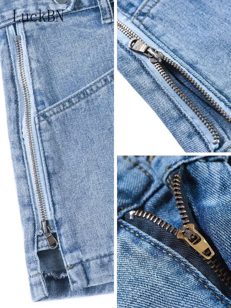 

Summer Cotton Loose Slim Denim Women Shorts Jeans Letter Zipper Female Style Wide Leg Hot High Waist Short Pants Woman Shorts