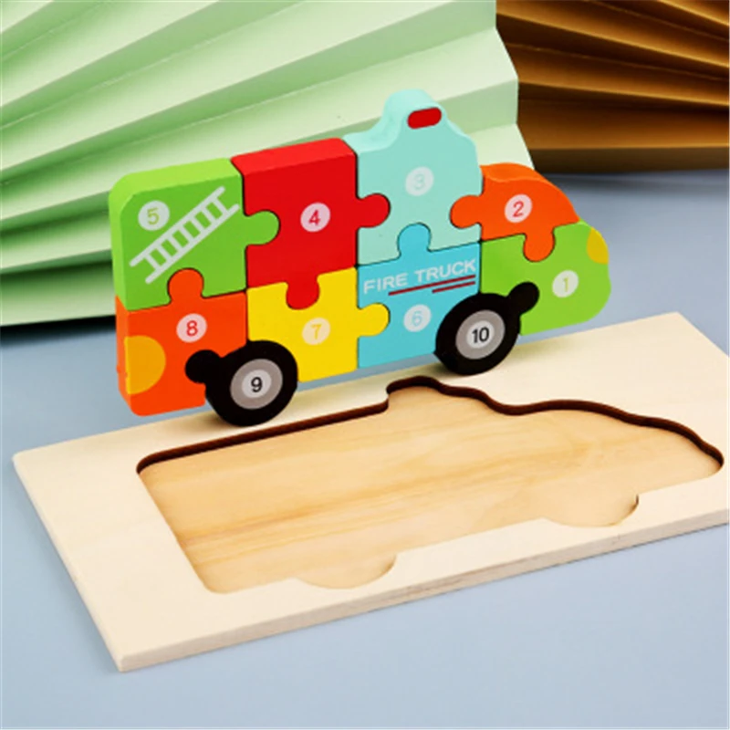 

DiY Puzzle Car dinosaur Baby Clapper Educational toy Wooden 3D Wooden Sensory Brain Training Intellectual Learning