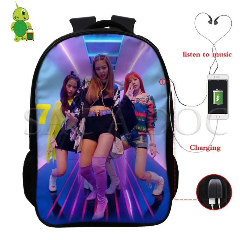 22 Многофункциональный рюкзак Kpop Blackpink Kill This Love для женщин и мужчин, рюкзак для ноутбука с USB зарядкой, Jisoo/Jennie, школьные дорожные сумки - Цвет: 22