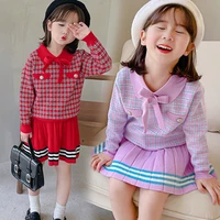 girls knitwear campus style 2 piece set toddler girl winter clothes autumn fall girl toddler outfits kids winter sweaters