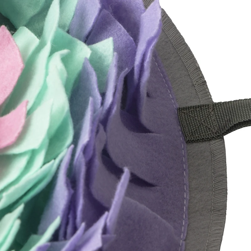 

Purple Fringe Flower Type Dog Snuffle Feeding Mat Round Pet Nosework Training Slow Eating Mat Durable Play Pad Washable