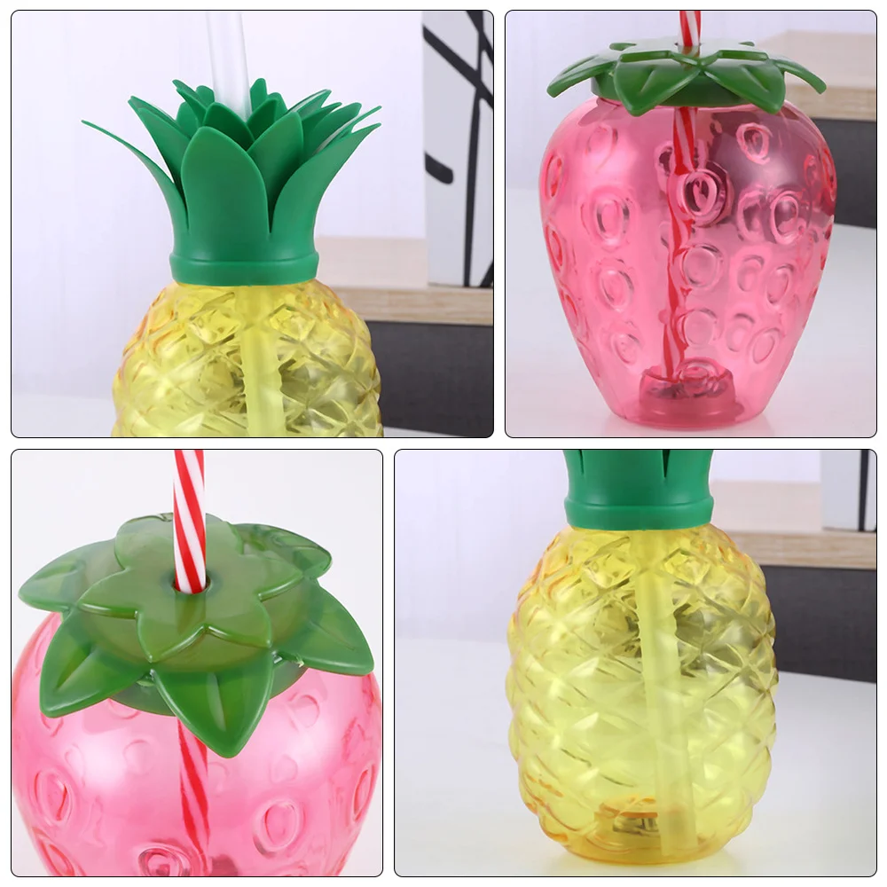 

2pcs Pineapple Cups Strawberry Beverage Cups Water Cups with Straws Party Favors