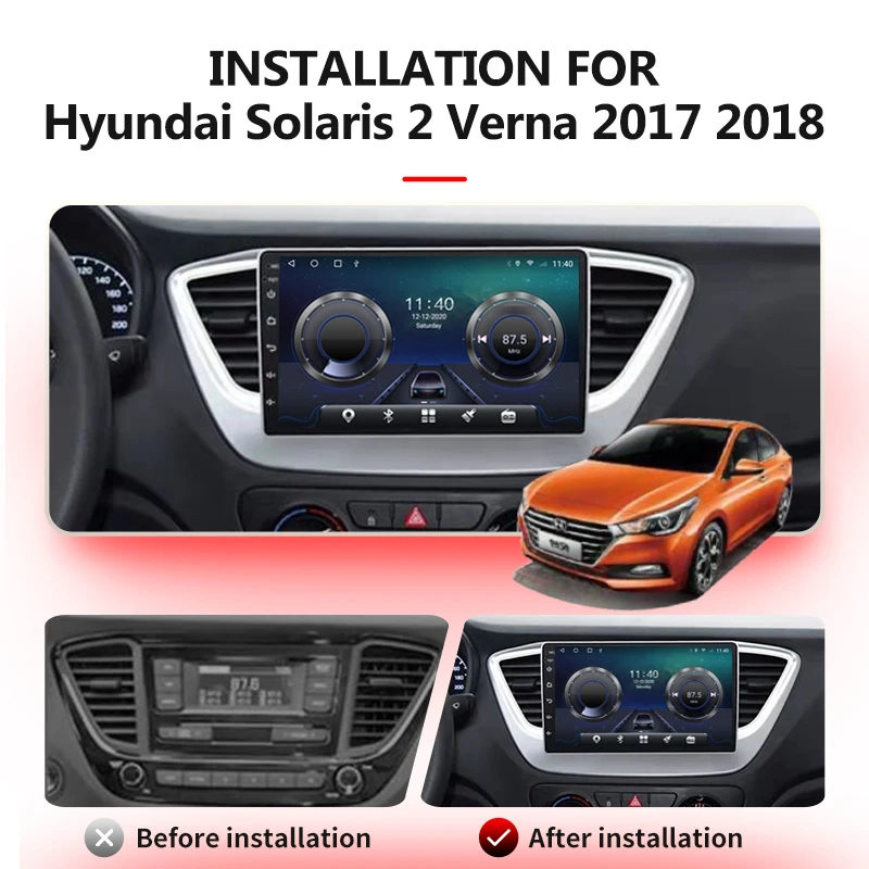Автомагнитола DOVOX Android 10 для Hyundai Solaris 2 Verna 2017 2018 GPS-навигация RDS 4G Автомобильный