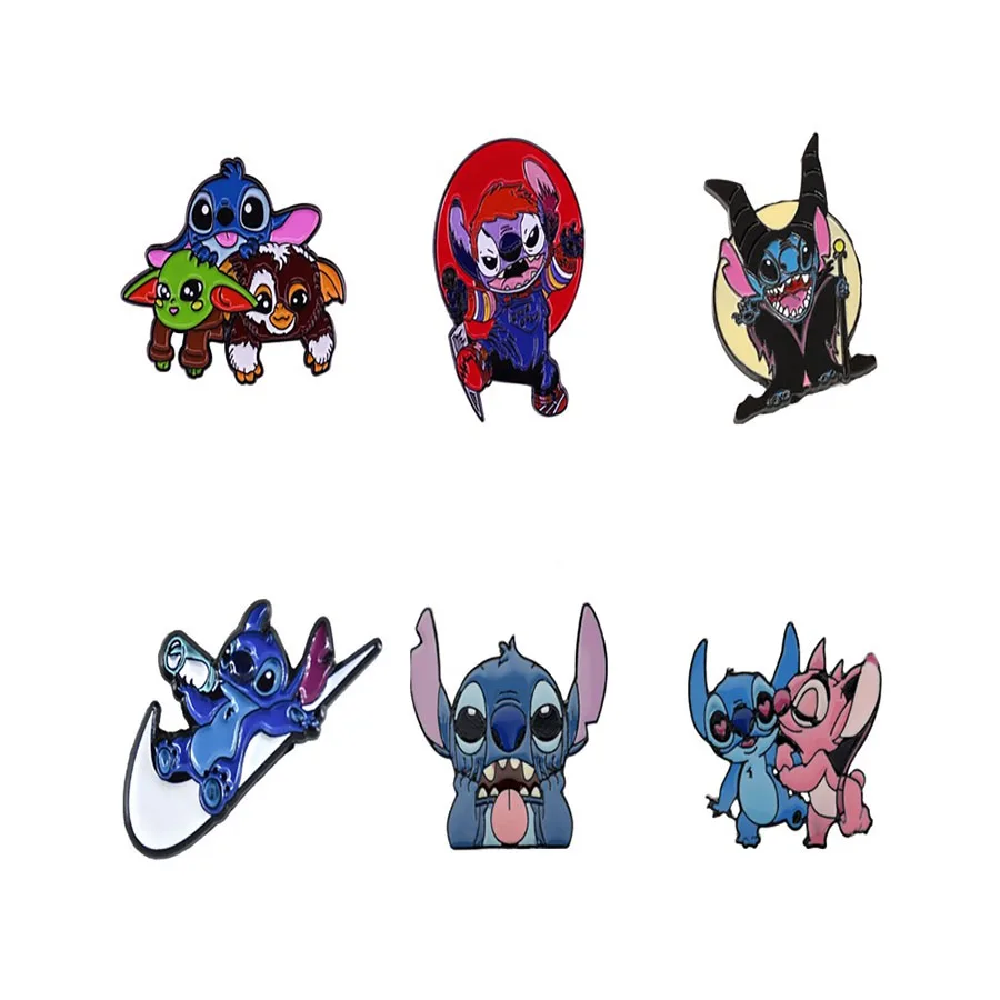 

Disney Stitch Brooch Cartoon Enamel Badge Pin for Backpack Collar Lapel Pin Hat Jewelry Collection Gifts for Friends