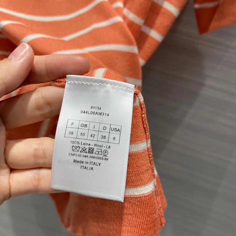 

Summer Striped Print T Shirt for Women 2021 Luxury Design O-Neck Short Sleeve Knitted Wool Tops Good Quality Loose Tops for Lady