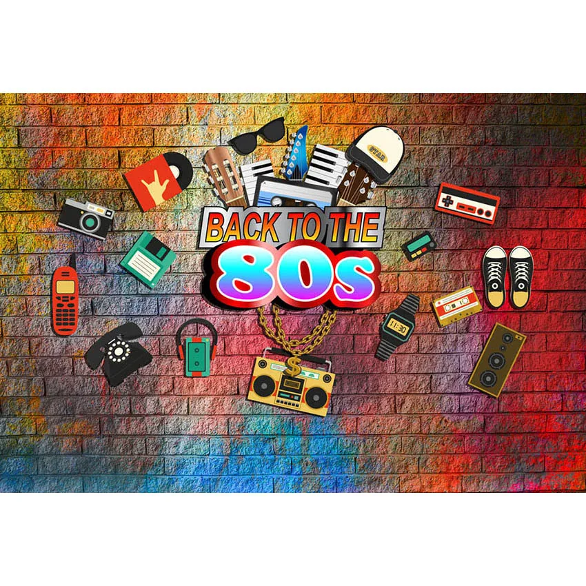 

Custom Vinyl Photography Background 80's Party Retro Graffiti Brick Wall Children Fotografia Backgrounds for Photo Studio G-425