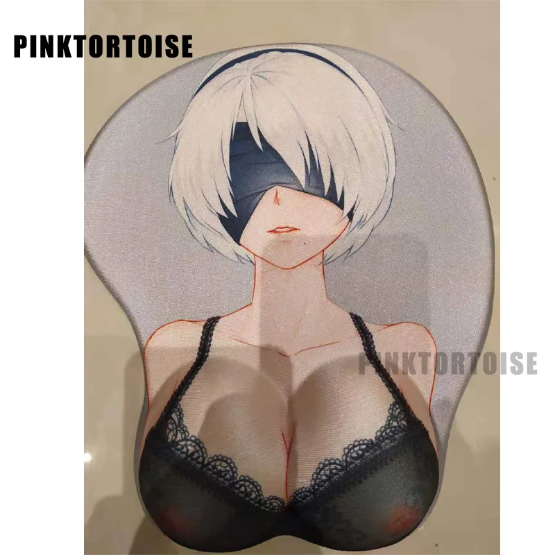 Аниме NieR: Automata 2B игровой 3D коврик для мыши с силиконовой подставкой для запястья