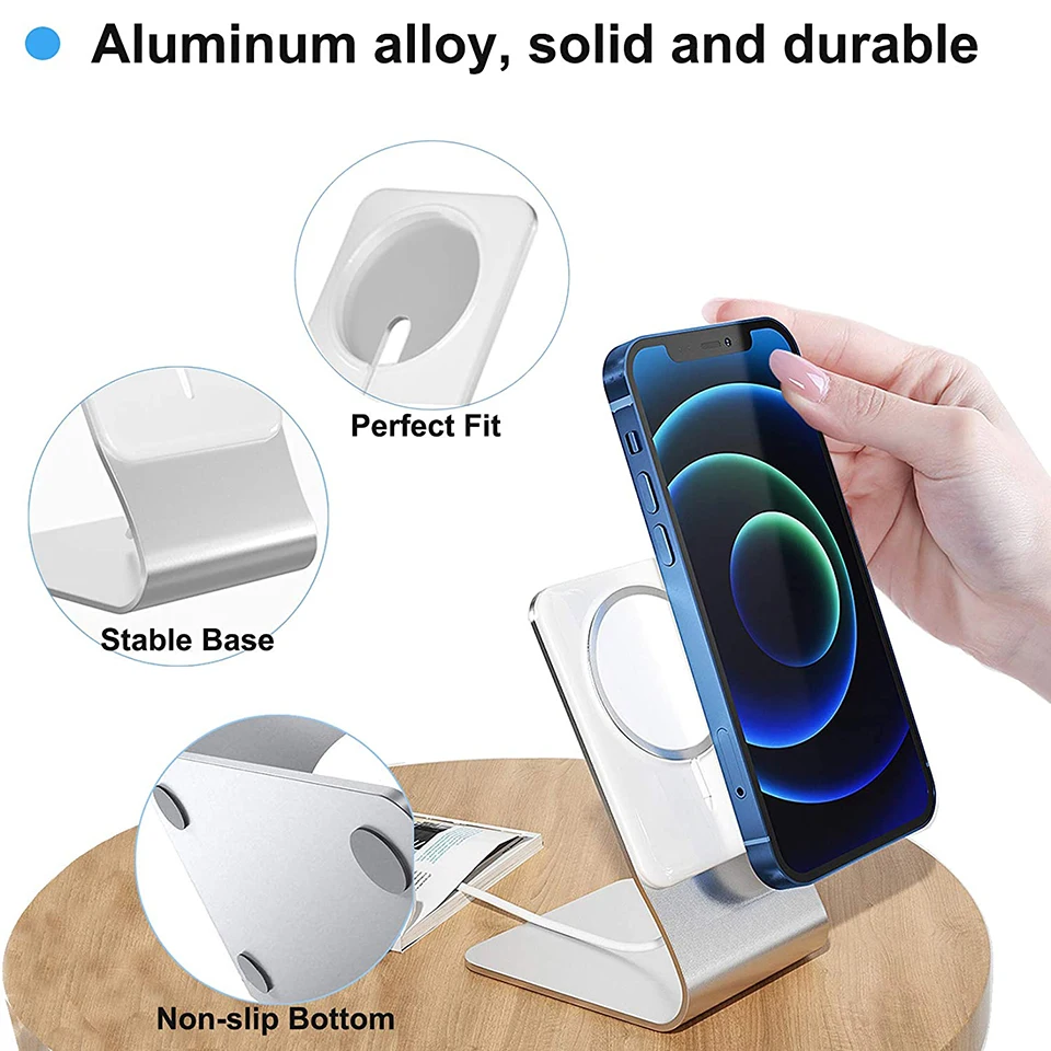 

Stand for MagSafe Charger Aluminum Desktop Phone Stand Holder Compatible with Apple MagSafe Charging for IPhone 12/12Pro/12 Mini