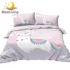 BlessLiving Alpaca Duvet Cover Llama Bedding Set Rainbow Tail Home Textiles Cartoon Animal Bed Cover Set for Kids Cute Bedspread 1