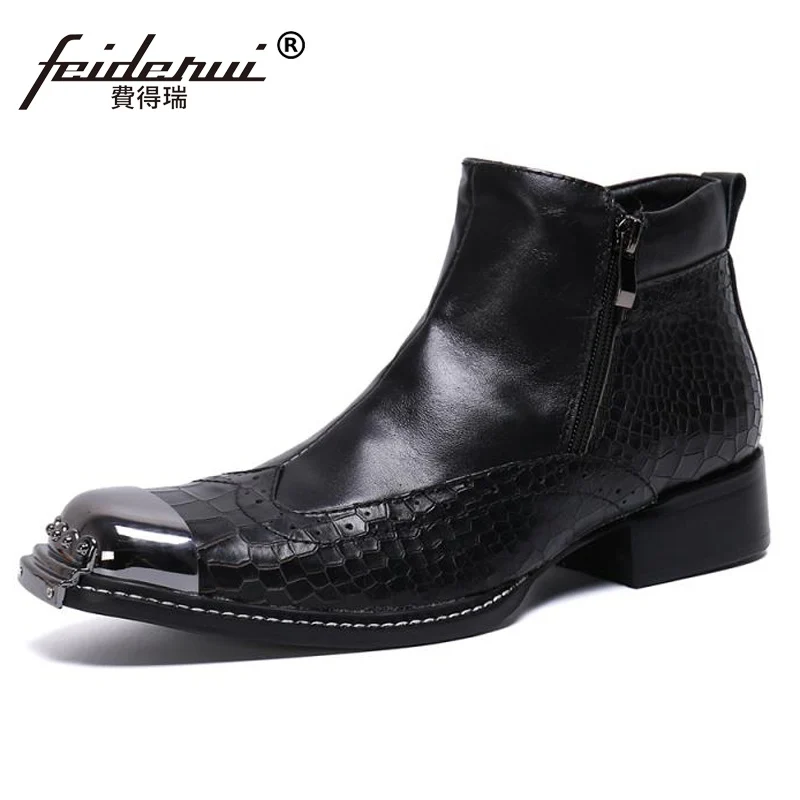 Новые винтажные мужские высокие туфли с металлическим носком и крыльями для