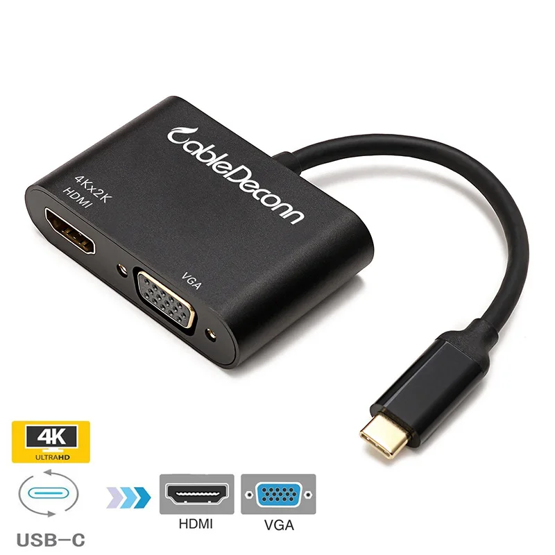 

USB C HUB Type C To -compatible 4K Adapter Type C Cable 2in 1 Hub Converter Adapter For Macbook Pro VGA Cable