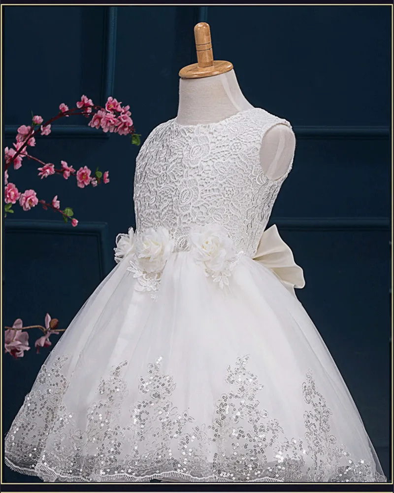 Белое Новогоднее платье для крещения маленьких девочек платья принцесс подарок
