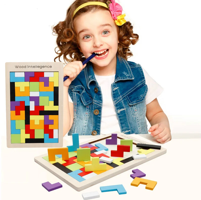 

Colorful Wooden Tangram Brain Teaser Puzzle Toys Tetris Game Preschool Magination Intellectual Educational Kid Toy GYH