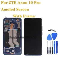 6 47 original amoled for zte axon 10 pro lcd display touch screen digitizer assembly for axon 10pro 4g 5g oled parts with frame