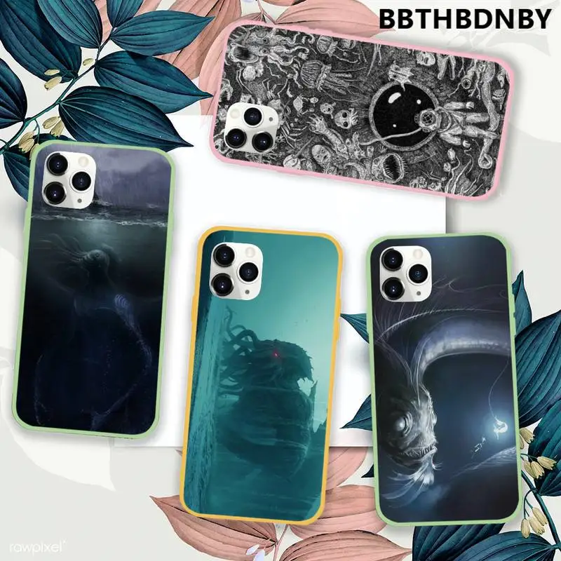 

Cthulhu Deep sea fear Phone Case Green Candy Color for iPhone 11 12 13 mini pro XS MAX 8 7 6 6S Plus X SE 2020 XR