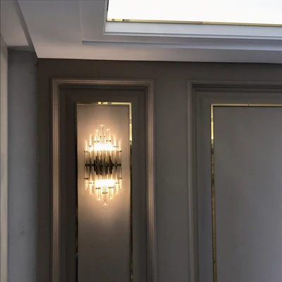 led e14 Нордик Нержавеющие Стали Хрустальные Меднные Светодиодные Лампы Светодиодные Светильники.бра.бра нa стену.Бра.Светильники Настенные светильники.Светильник Настенный Светильник.Освещение Для Магазина,Спальни