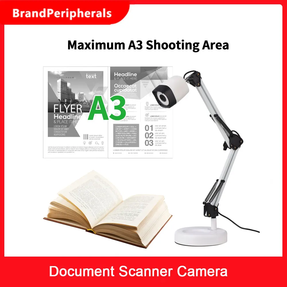 2 in 1 Document Scanner Camera &amp Webcam with Auto-Focus and LED Supplemental Light 8M HD A3 Scan Size for Online Teaching | Компьютеры