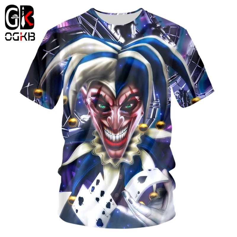 

OGKB Summer TShirts Boy New Short 3D Tshirt Printed Poker Joker Funny 6XL Tops Tees Hombre T-shirt