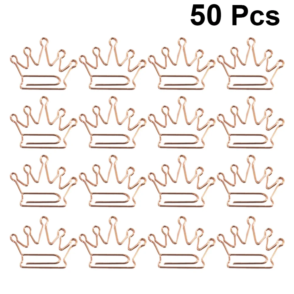 

24Pcs Lovely Crown Shaped Clips Paper Clips Creative Bookmarks Paper Needles Party Gift Office Hand Account Essentials(Rose Gold