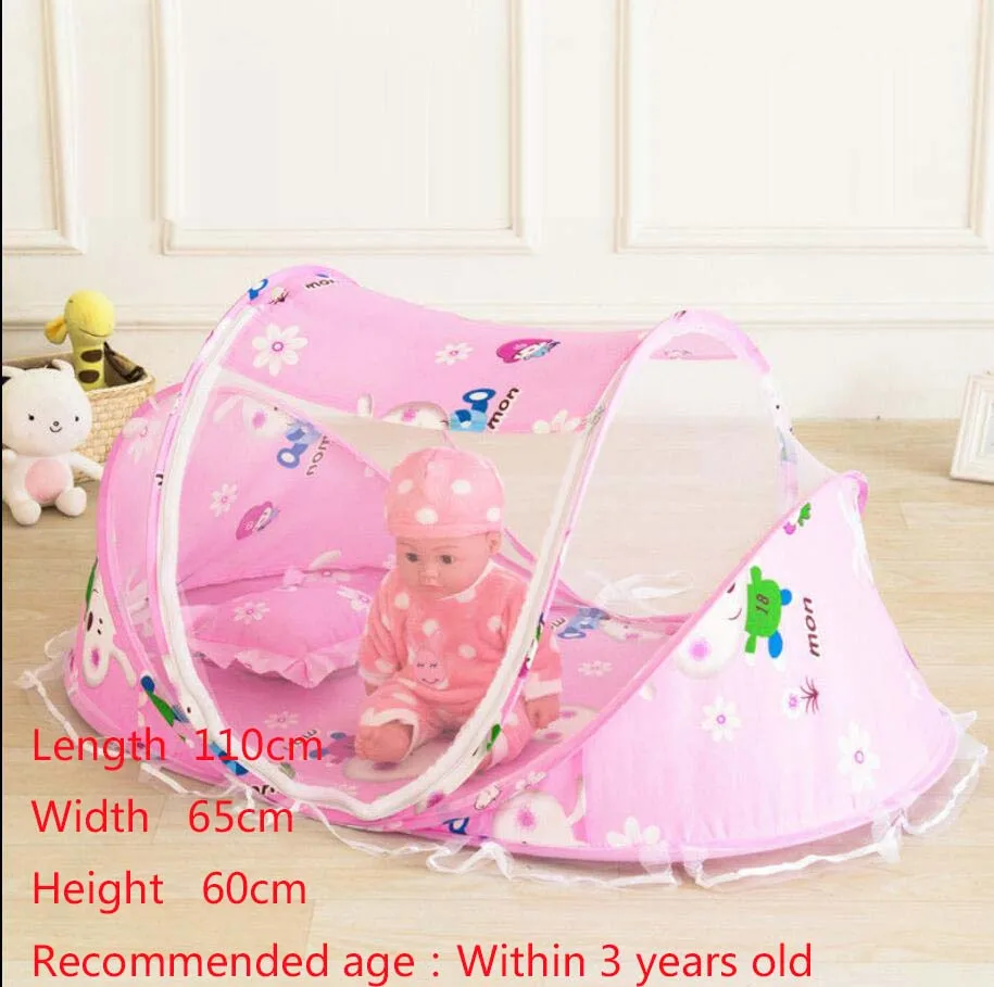 3pcs/set Baby Bed Mosquito Net With Mattress Cushion Pillow Comfortable Infant Crib Tent Canopy Portable Netting Qualit | Мать и ребенок