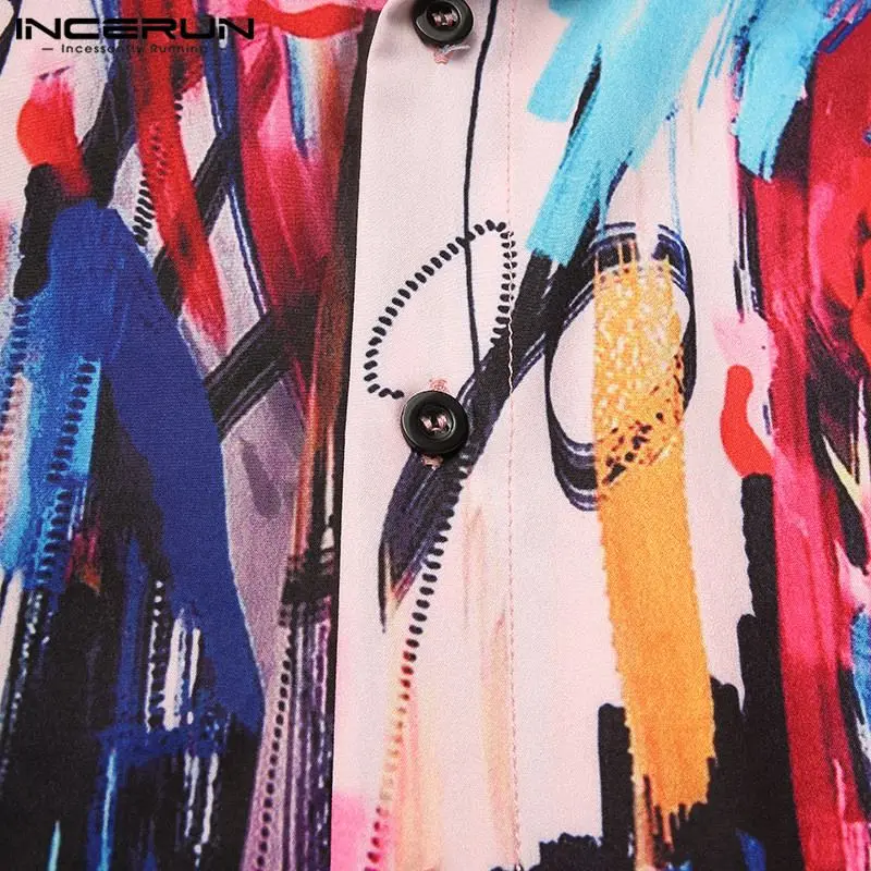 

Fashion Irregualr Floral Blusas INCERUN Mens Shirts Short Sleeve Lapel Summer Printed Camisa Casual Buttons Shirts Hombre S-5XL