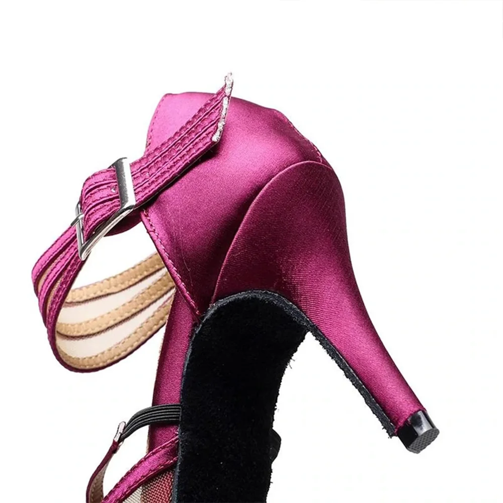 Women Purple Latin Dance Shoes Suede Soles Ballroom Tango Indoor Dance Shoes Cuban Heels Party High Heel Dance Shoes