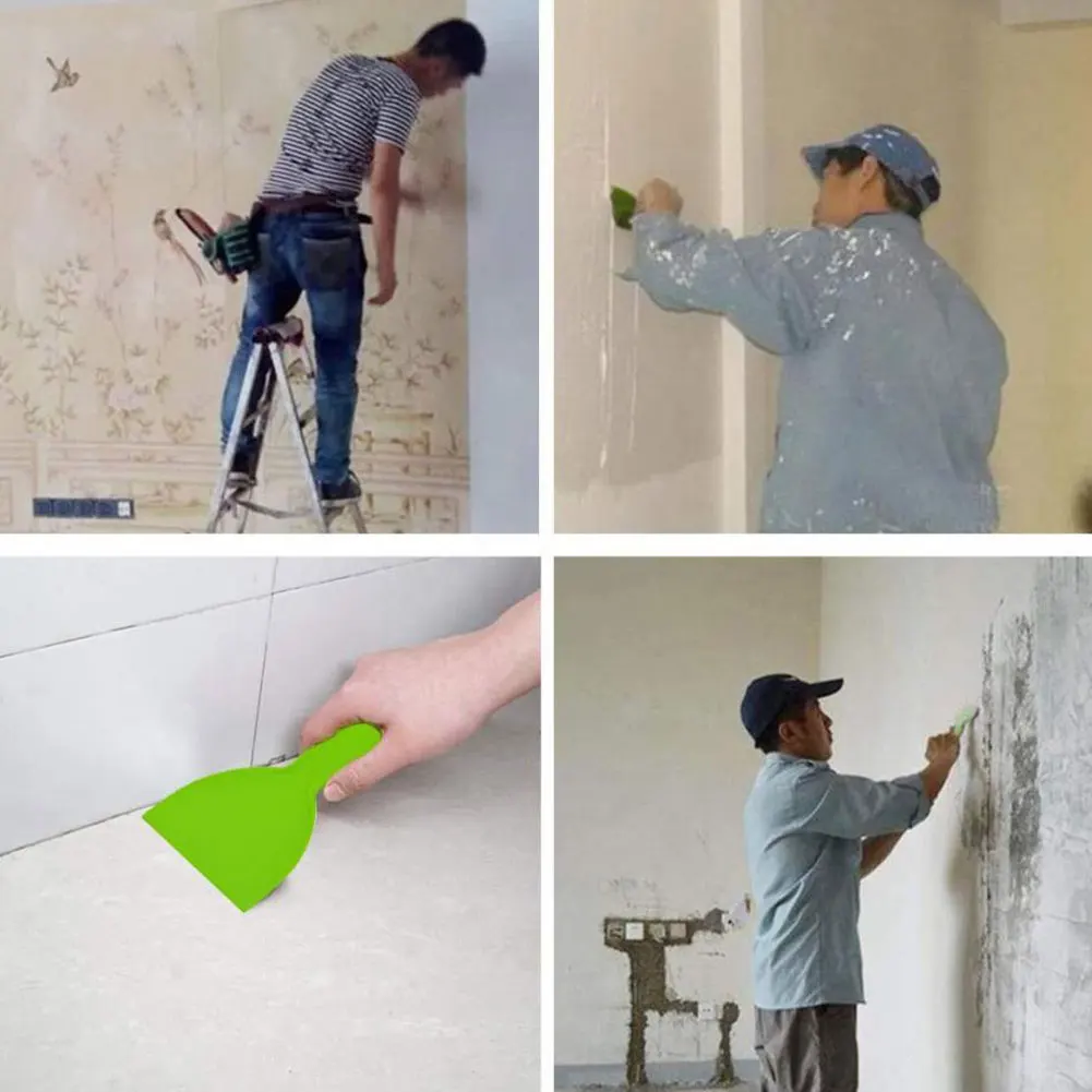 4PCS Paint Wallpaper Scraper Set 2/4/6/8inch Portable Plastic Paint Scraper Tool Green Building Tools Portable Wallpaper Scraper
