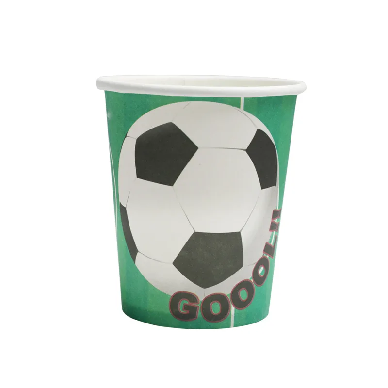 Футбольная тематическая вечеринка, Набор Декоративной посуды, бумажные тарелки и стаканы, салфетка, конфетный мешок, коробка для детского душа, принадлежности для дня рождения