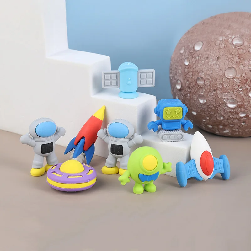 

4Pcs/Set Creative Cartoon Spaceman Cute Childlike Eraser Stationery Set Kawaii School Supplies Wholesale Items Prizes for Kids
