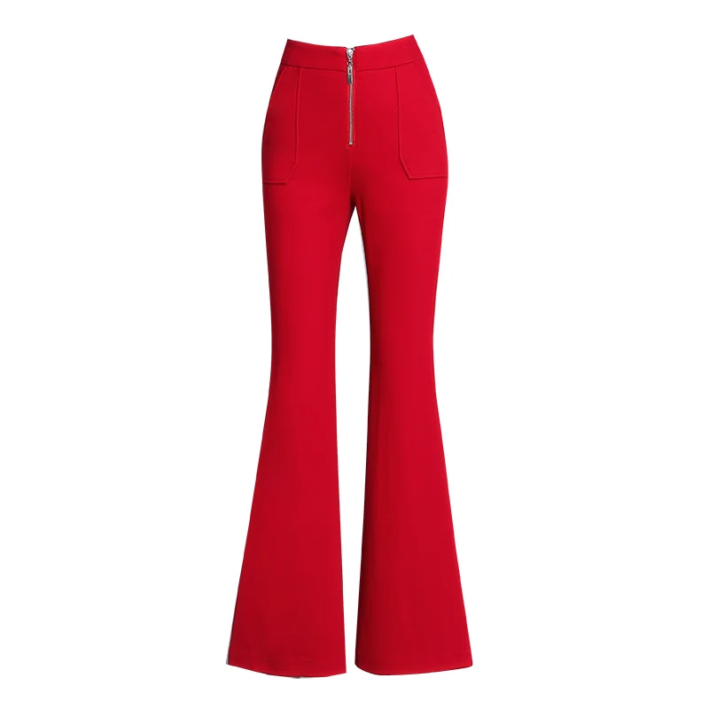 Women Red Pants Work Zipper Office Lady Autumn New Arrivals Rtrousers Elegant 3478LY | Женская одежда