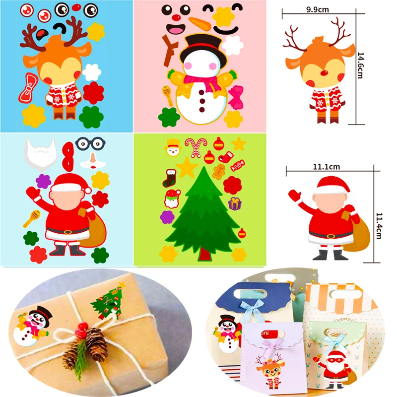 Рождественские наклейки-пазлы для детей 8 шт. | Игрушки и хобби