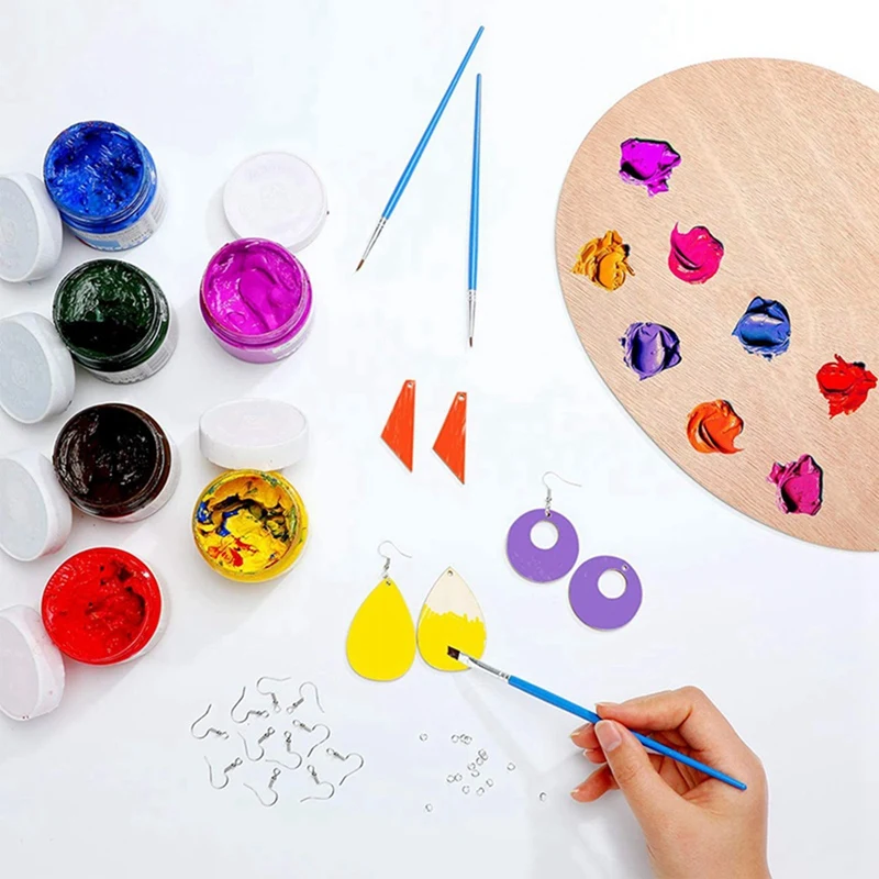 

2 Set Unpolished Wooden Earrings Pendants, Blank Wooden Earrings Pendants, Earring Hooks and Earrings, A & B