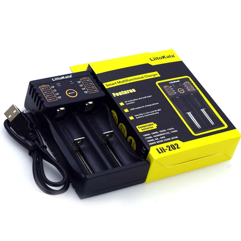 

Liitokala Lii-202 battery charger, charging 186501.2V 3.7V 3.2V 3.85V AA / AAA 26650 10440 16340 25500 NiMH lithium battery