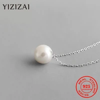 yizizai genuine 925 sterling silver simple korean natural freshwater pearl necklace pendant womens high quality jewelry gift