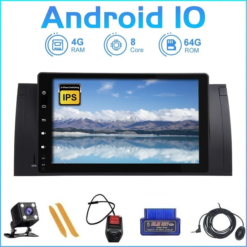Автомобильный мультимедийный плеер ZLTOOPAI на Android 10 для BMW E39 5 Series X5 E54 1Din