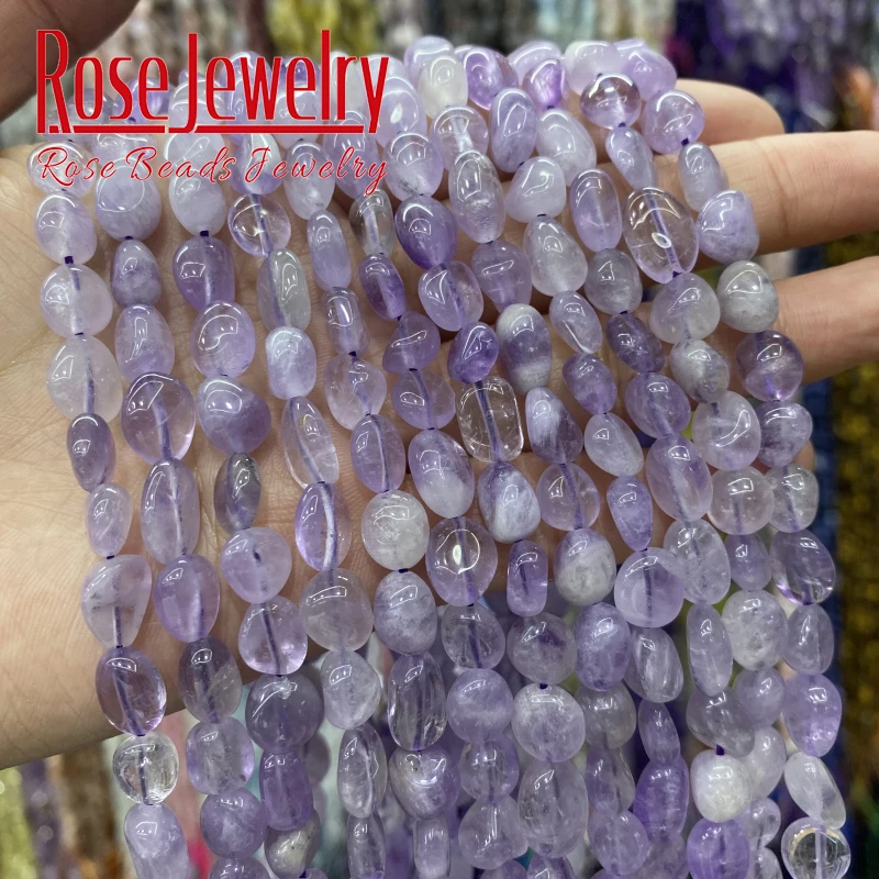 

8-10mm Natural Irregular Purple Jades Beads Loose Beads 6-8mm For Jewelry Making DIY Bracelets Necklace Accessories 15'' Strand