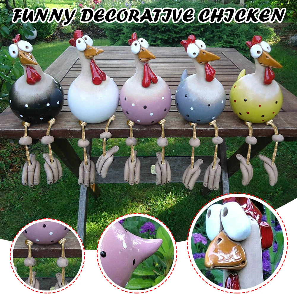 

Creative Decor Chicken Garden Plug Hen Rooster Hens Bird Edge Seater Indoor Outdoor Fun Art Garden Decoration Accessories