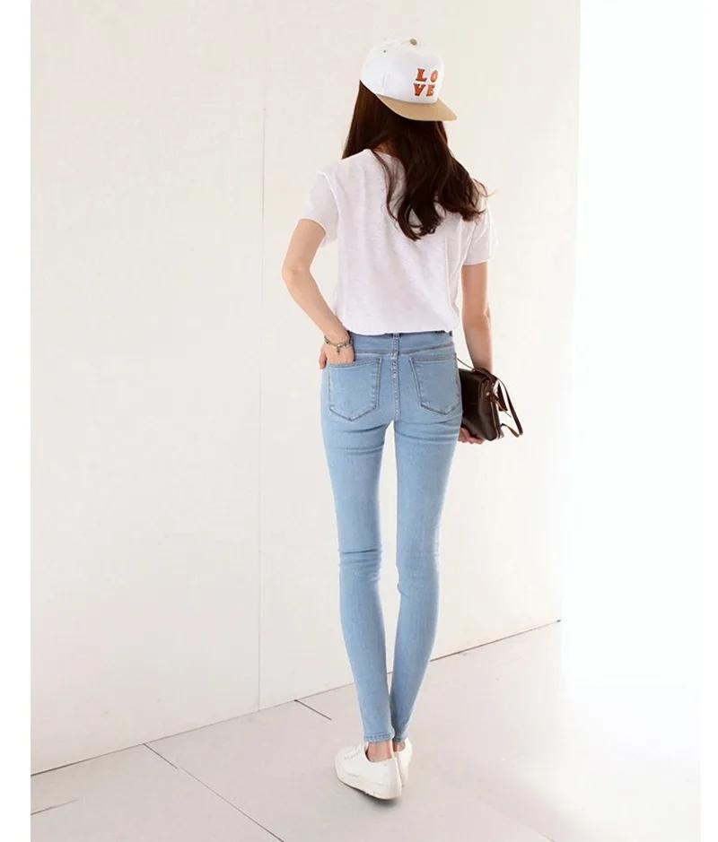 

Jeans Fashion Skinny Pockets Ankle Pants Women's High Waist Jeans Stretch Slim Gray Jeans 2021 Super Stretchy Jeans