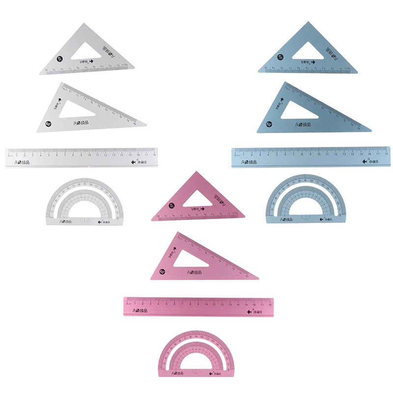 

4pcs/ Set UV Aluminum Alloy Ruler Drawing Measurement Geometry Triangle Ruler Straightedge Protractor A Variety Of Rulers