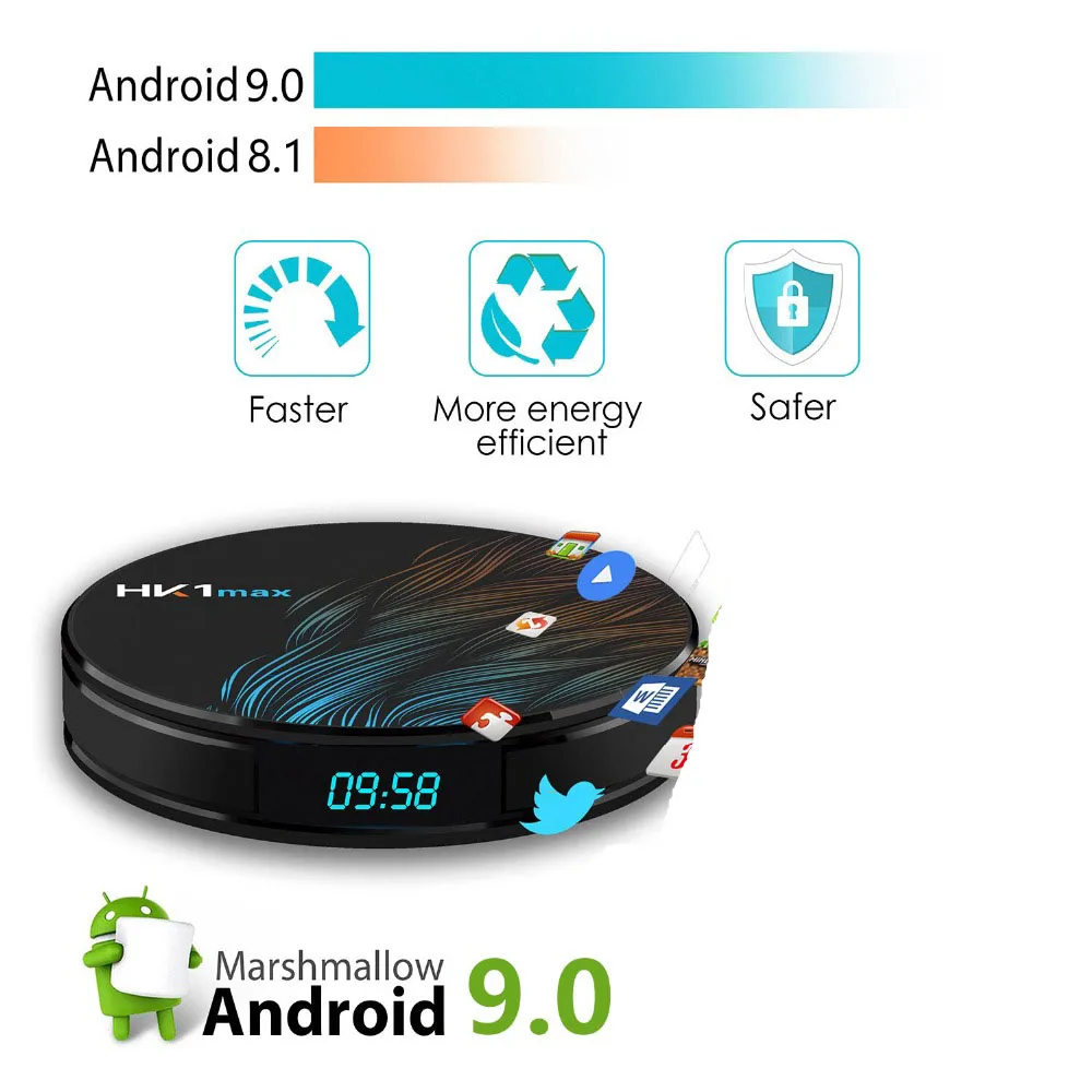 10 шт. Smart tv BOX HK1 MAX Android 9,0 4 ГБ 32 ГБ 64 Гб RK3318 четырехъядерный 2,4G/5G двойной Wifi BT 4,0 USB 3,0 4K HD H.265 медиаплеер