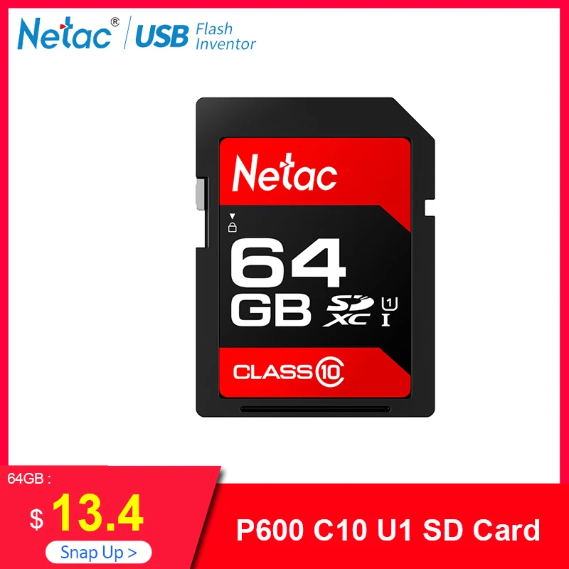Netac P600 SD-карта 32 Гб SDHC/SDXC Оригинальная карта памяти 64 класс 10 U1 высокая скорость 80