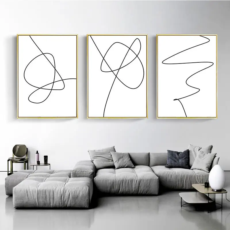 Абстрактные непрерывные One Line Рисование стены Искусство Постеры-холсты принты
