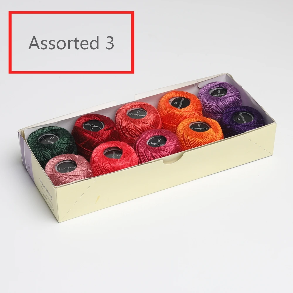 ASSORTED 3 5 граммов размер, 8 жемчужных хлопковых нитей для вышивки крестиком, 43 ярдов на шарик, Двойной Мерсеризованный длинный штапельный хлопок, 10 шт./col - Цвет: ASSORTED 3